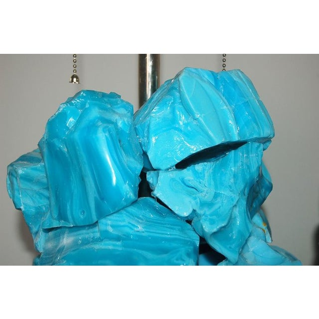Blue Sculpted Glass Table Lamps in Blue For Sale - Image 8 of 10