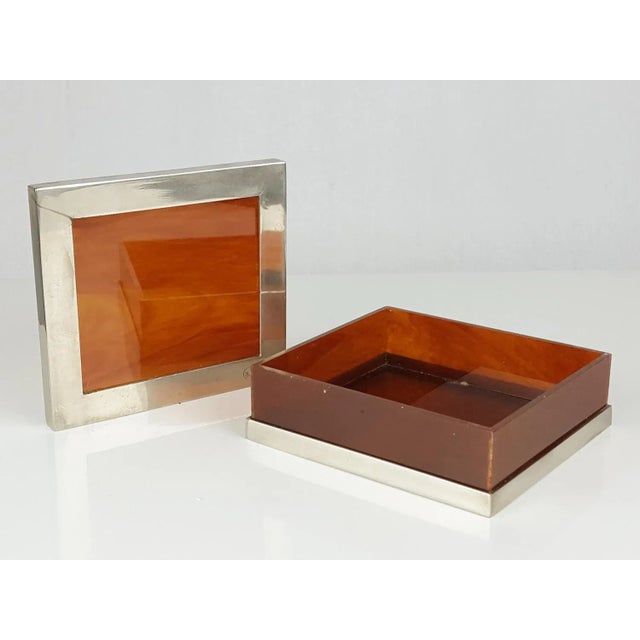 Metal Vintage Italian Nickel Plated Metal and Plastic Box, 1960s For Sale - Image 7 of 8