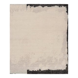 Rug & Kilim’s Modern Distressed Abstract Rug in Beige, Gray and Black Tones For Sale