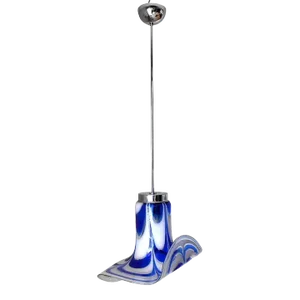 1960s Italian Pendant With Blue & White Murano Glass Designed by Vistosi