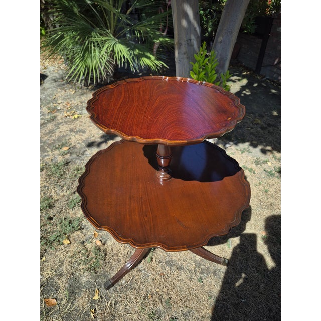 Vintage Two-Tier Mahogany Dumbwaiter Table For Sale - Image 9 of 12