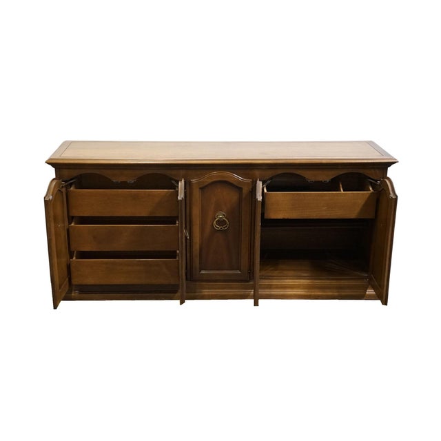 Late 20th Century Drexel Furniture Solid Pecan Italian Mediterranean Style 68" Buffet Sideboard For Sale In Kansas City - Image 6 of 11