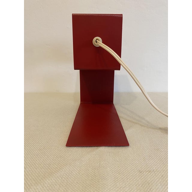 1970s Vintage Geometric Red Metal Table Lamp, 1970s For Sale - Image 5 of 15