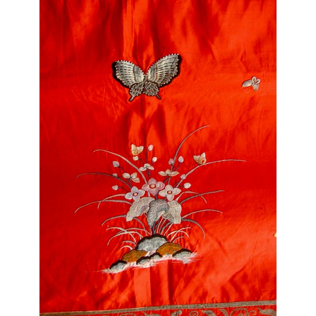 Red Silk Chinese Embroidery of a Dragon 19 Century For Sale - Image 9 of 15