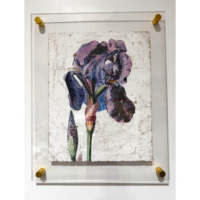 Paint Purple Iris - Hand Textured Purple Flower For Sale - Image 7 of 7