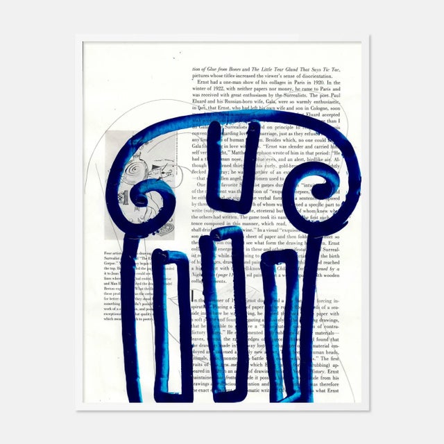 Virginia Chamlee Blue Column by Virginia Chamlee in White Frame, Medium Art Print For Sale - Image 4 of 4