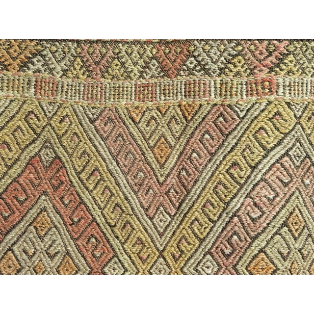 Textile 1960s Embroidered Distressed Kilim -64"x78" For Sale - Image 7 of 12