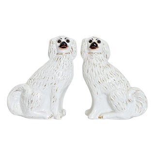 English 19th Century Pair of Staffordshire Dogs with Glass Eyes For Sale