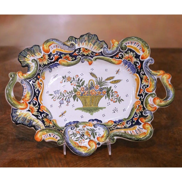 19th Century French Rouen Faience Decorative Vide-Poche Dish For Sale In Dallas - Image 6 of 10
