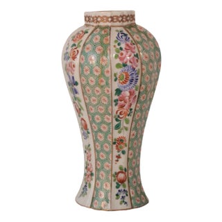 Antique Floral Hard Paste Vase For Sale