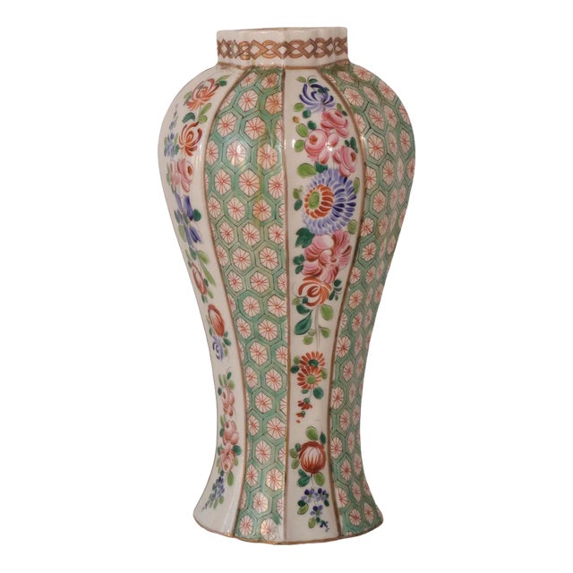 Antique Floral Hard Paste Vase For Sale
