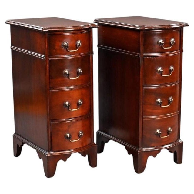 Mahogany Bow Front Bedside Chests of Drawers, 1920, Set of 2 For Sale - Image 9 of 9