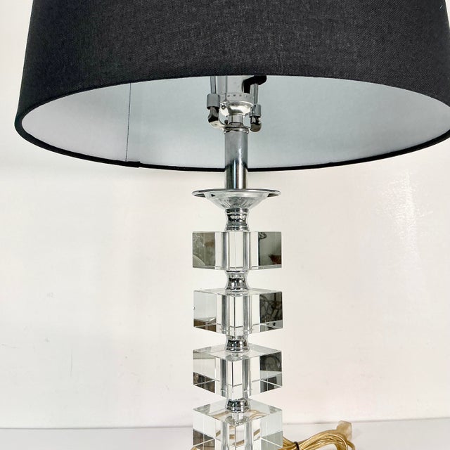 1970s Vintage Contemporary Modern Stacking Square Lucite Cubes Table Lamp For Sale - Image 13 of 16