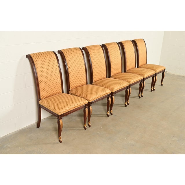 Baker Furniture Company Baker Furniture Style Regency Carved Mahogany and Gold Gilt Dining Chairs, Set of Six For Sale - Image 4 of 12