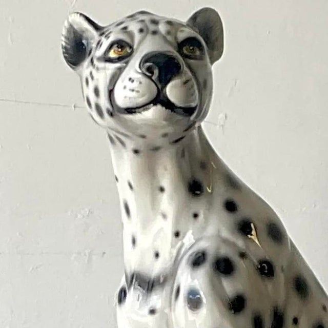 Vintage Boho Italian Glazed Ceramic Cheetah For Sale - Image 12 of 12