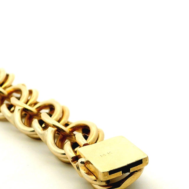 Gold Vintage Italian 14k Gold Chunky Link Bracelet, 92 Grams For Sale - Image 8 of 16
