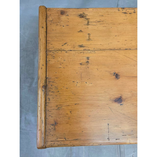Brown Antique German Natural Pine Storage Trunk With Original Iron Key For Sale - Image 8 of 13