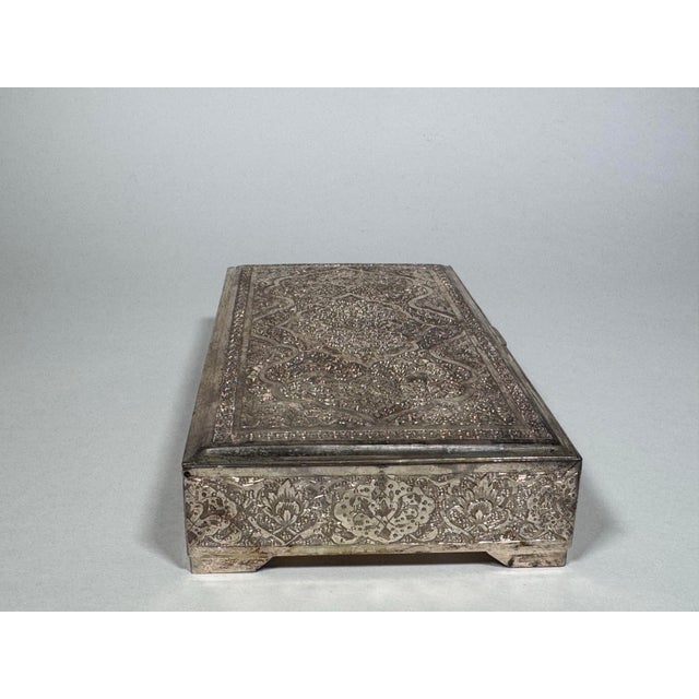 Persian 1970s Hand-Engraved 84 Silver Decorative Box For Sale - Image 3 of 12