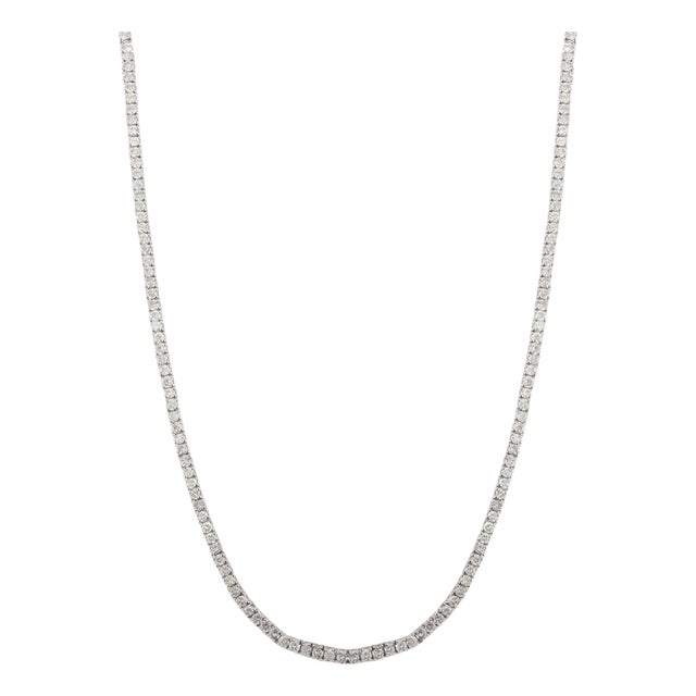 6.72 Ct Round Cut Natural Diamond Necklace Vintage Wedding Jewelry in 14k White Gold For Sale