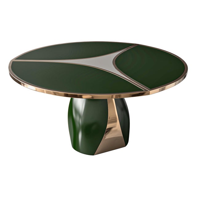 Metal "Sogno" Round Table With Stainless Steel and Bronze, Handcrafted For Sale - Image 7 of 7