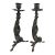 Matched Pair of Vintage Boho Patinated Bronze Acrobat Candle Holders For Sale