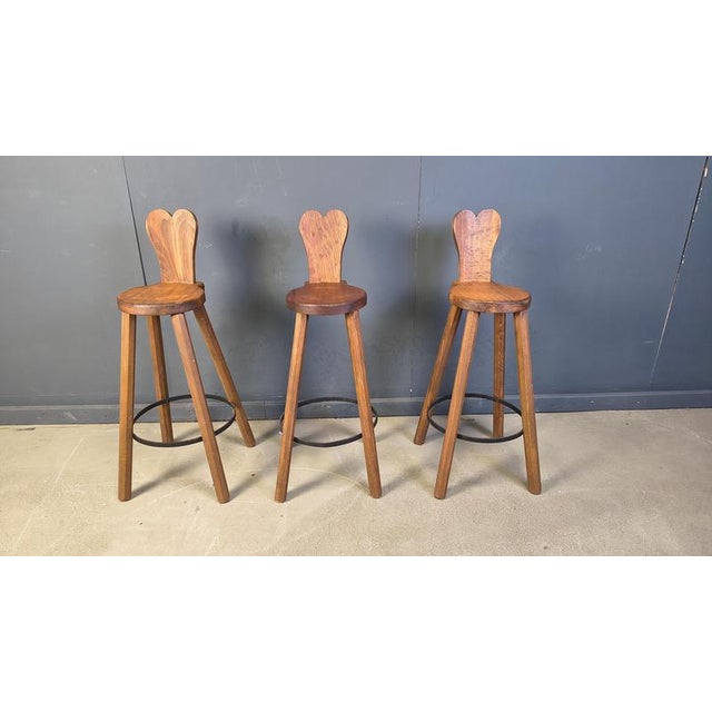 Vintage Brutalist Bar Stools, 1960s, Set of 3 For Sale - Image 11 of 12