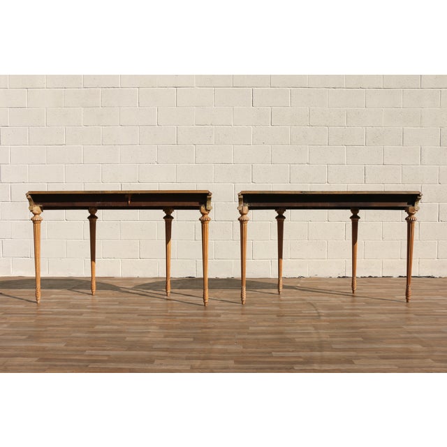Antique 1920s Neoclassical Carved Fruitwood Demi-Lune Console Tables - Pair For Sale - Image 15 of 18