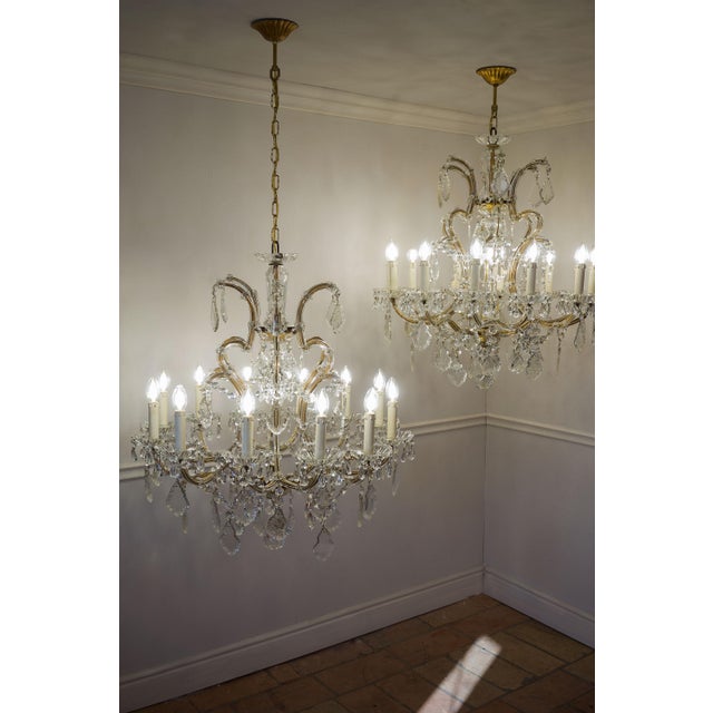 Maria Theresa Style Crystal 13-Light Chandeliers, 1930s, Set of 2 For Sale - Image 6 of 14