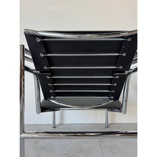 Vintage Italian Lc1 Style Leather and Chrome Lounge Chair For Sale - Image 15 of 17