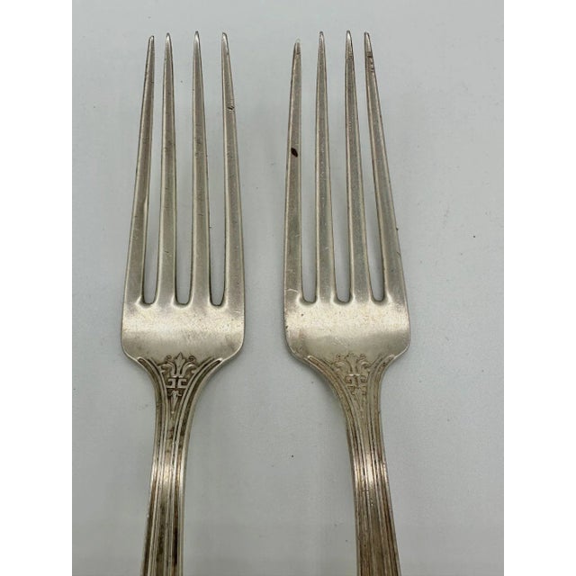 Metal 1918 Mandarin Sterling Silverware Set of Four Forks Monogrammed "C" by Whiting Manf Co For Sale - Image 7 of 9