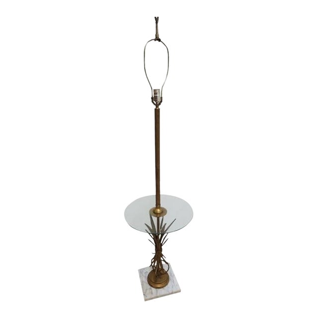 Vintage Gold Gilt Wheat Metal Louis XV Lamp End Table Pole Lamp french regency For Sale