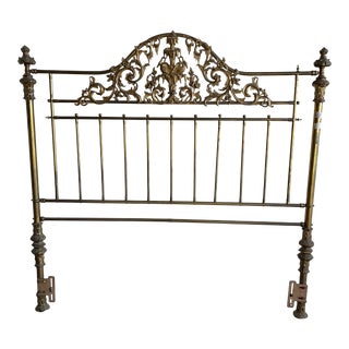 Antique 1860s Victorian Queen Size Cast Brass Headboard For Sale