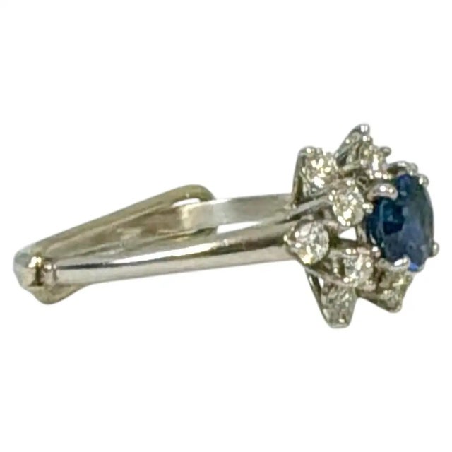 Modern 1972 Tiffany & Co Platinum Sapphire and Diamond Cluster Ring For Sale - Image 3 of 14