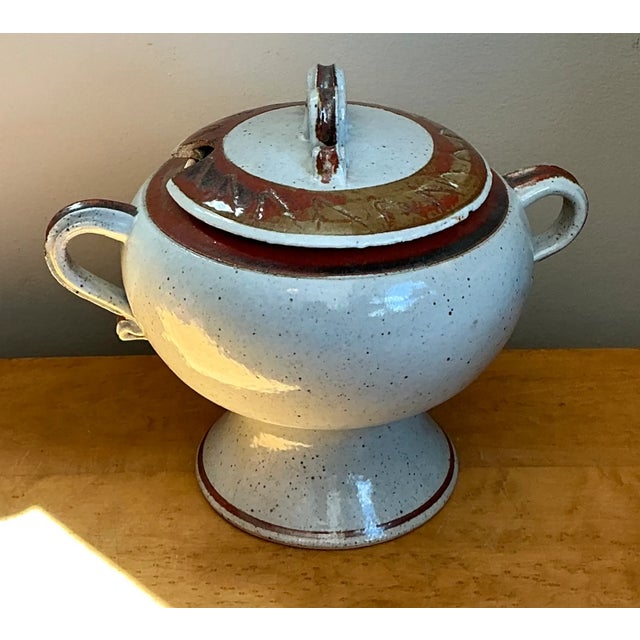 Ceramic Vintage Speckled Ceramic Footed Tureen For Sale - Image 7 of 12