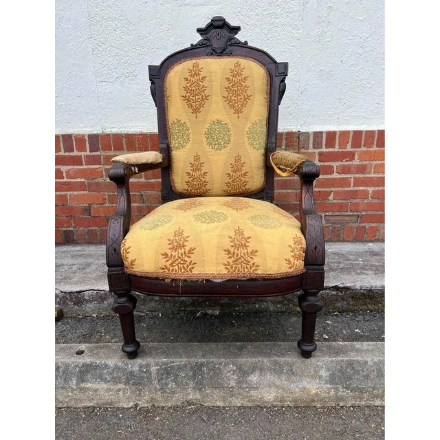 Antique Eastlake Victorian Renaissance Revival Open Armchair. 19th Century For Sale - Image 12 of 12