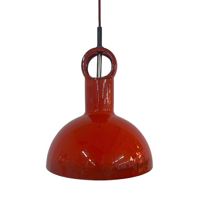 Red Ceramic Hanging Lamp For Sale