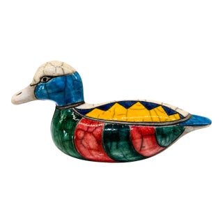 Vintage the Fenix South African Raku Mallard Duck Figurine – Colorful African Pottery For Sale