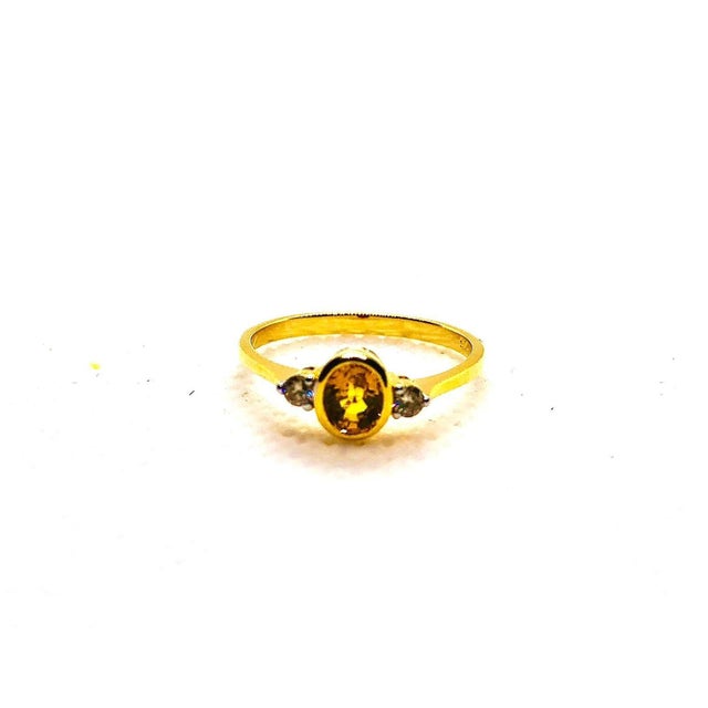 Art Deco Bochic “Orient” Vintage Yellow Sapphire & Cognac Diamond Ring Set In 18K Gold & Silver For Sale - Image 3 of 13