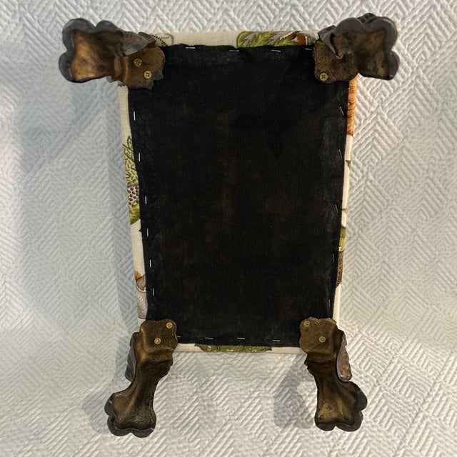 Vintage Petite Foot Stool or Foot Rest With Bronze Finish Lions Head and Paw Legs For Sale - Image 9 of 9