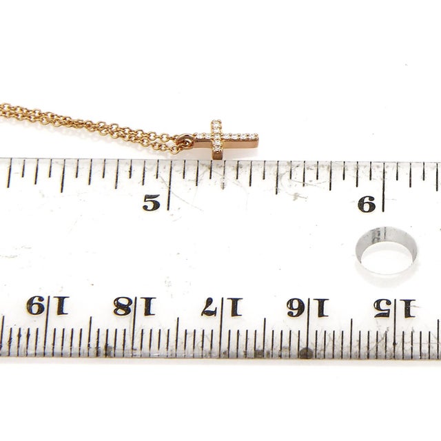 Tiffany & Co. Metro Diamond Cross Pendant Necklace in 18k Rose Gold For Sale In Miami - Image 6 of 6