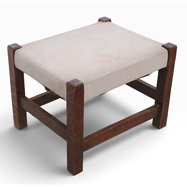 Mission Early 20th Century Mission Oak Arts and Crafts Period Stool Ottoman Footrest Bench in the Style of Stickley For Sale - Image 3 of 12