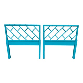 Chinese Chippendale Faux Bamboo Twin Headboards - a Pair For Sale
