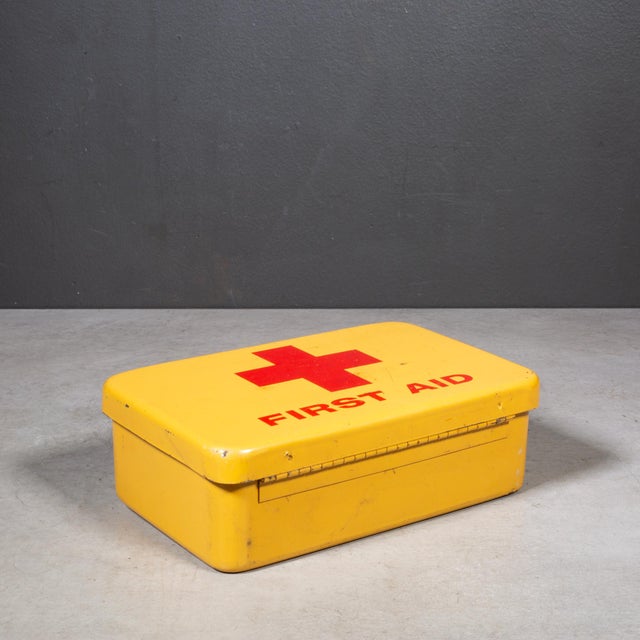 Industrial Mid-Century Industrial Metal First Aid Box c.1950 For Sale - Image 3 of 9