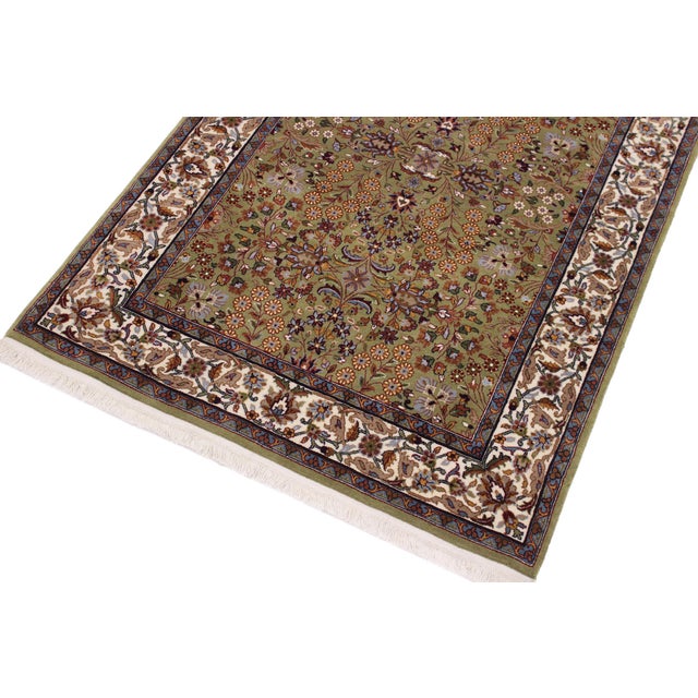Turkish Antique Hereke Wool & Silk Rug - 4'0''x6'0'' For Sale - Image 4 of 10