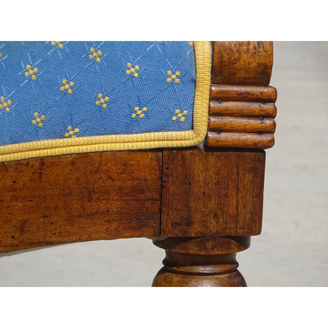 Wood Antique Gondola Armchair in Walnut and Fabric For Sale - Image 7 of 18