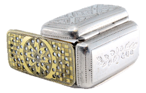 Silver and Gold Vinaigrette Box with Geometric Figures