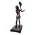 Mid 20th Century Mid Century Modern Solid Cast Brass Tennis Player Statue – Antiqued Patinated Brass Female Athlete Sculpture - Unsigned For Sale
