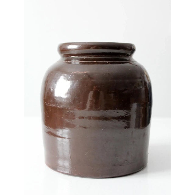 Farmhouse Antique Stoneware Crock Attributed to Red Wing For Sale - Image 3 of 9