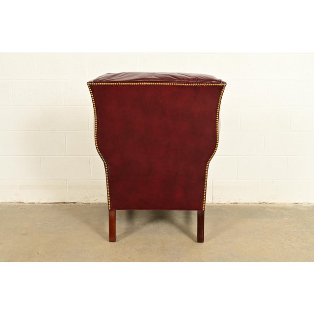 Hancock & Moore Chippendale Wingback Leather Lounge Chair For Sale - Image 12 of 15
