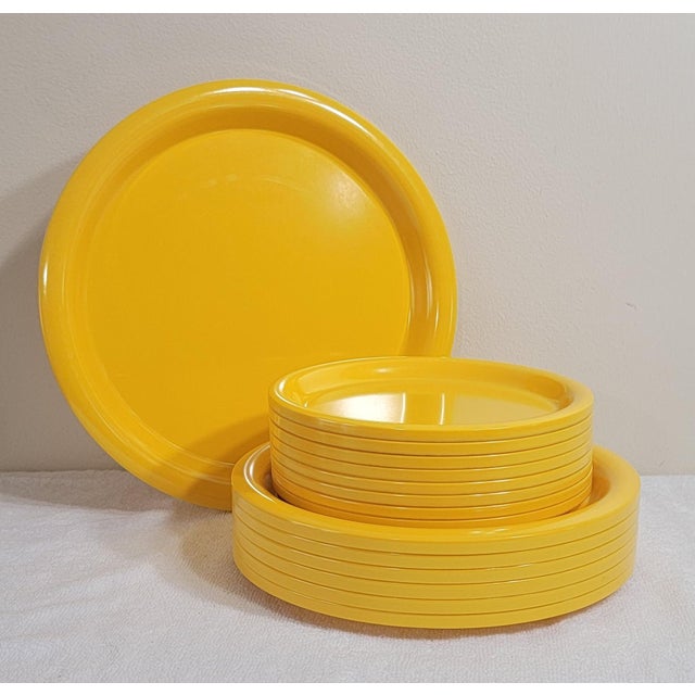 Yellow 1970's Ingrid Ltd. Chicago Primary Yellow Melamine Dinner Ware - Set of 15 For Sale - Image 8 of 18